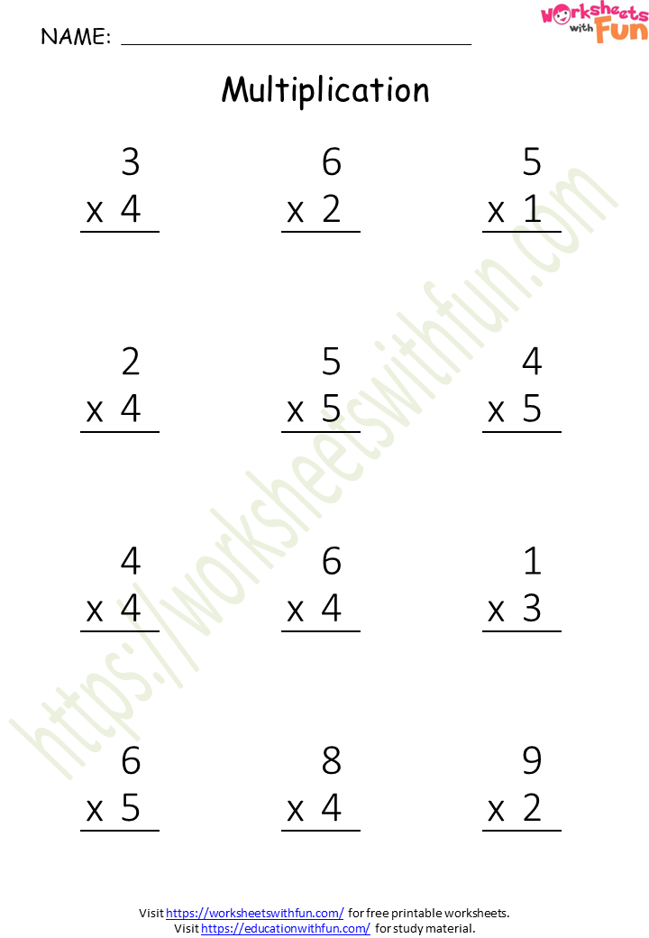 Multiplication Worksheet 1 Digit